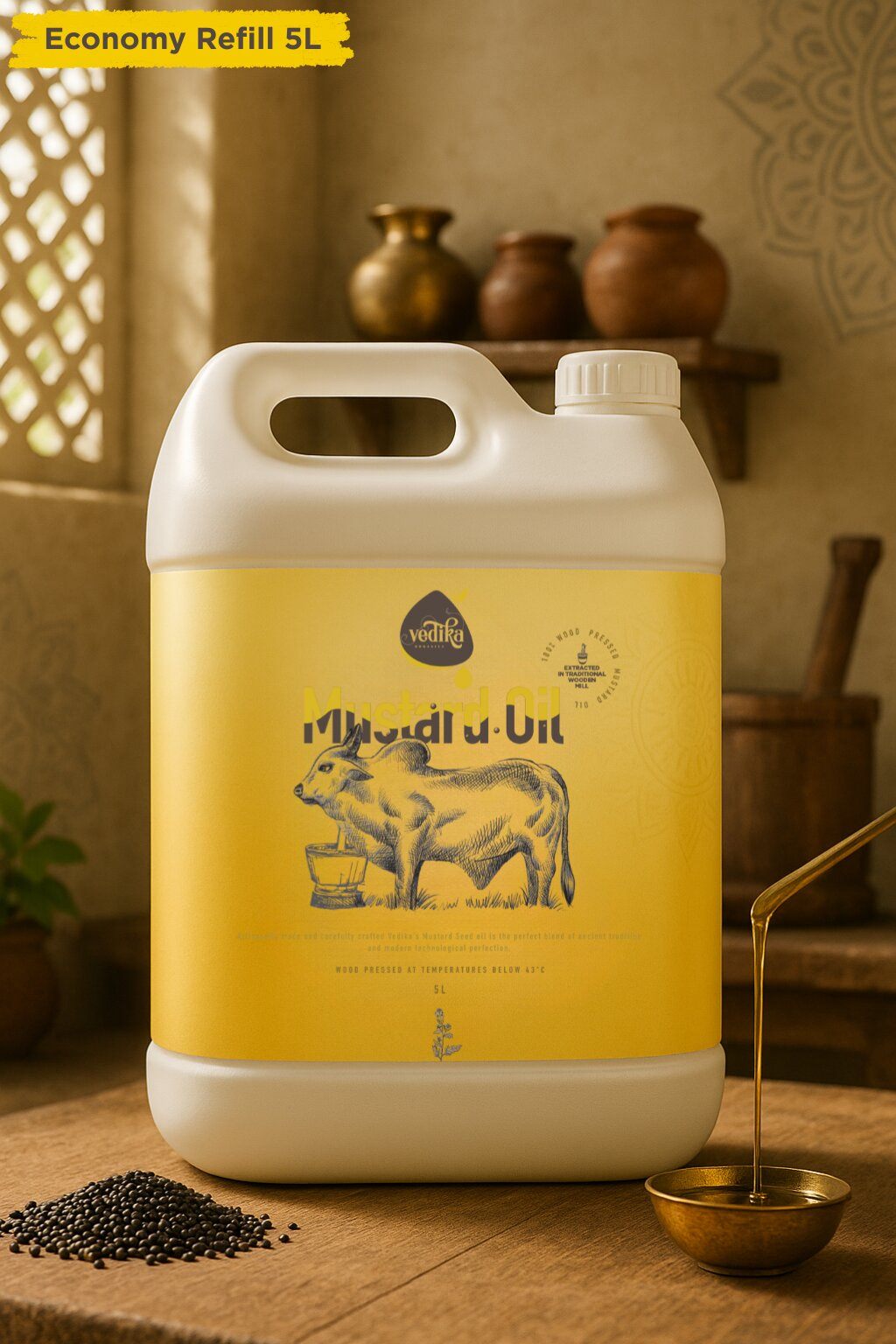 Vedika Organics Extra Virgin Kachi Ghani Mustard Oil (5 litre)