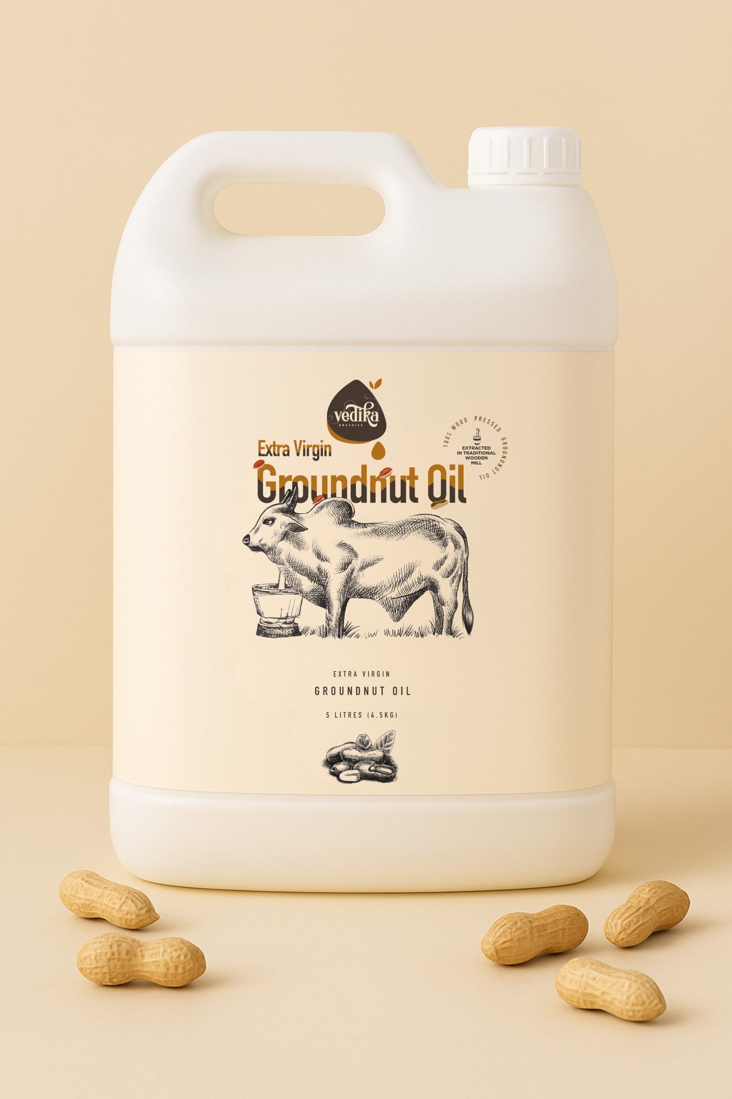 Vedika Organics Extra Virgin Groundnut Oil (5 litre)