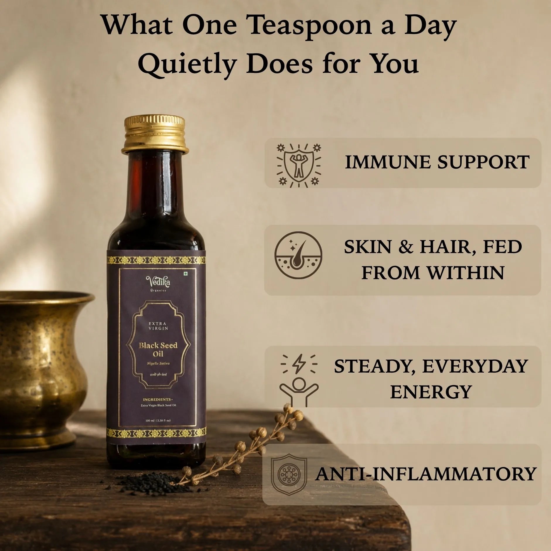 Vedika Organics Cold Pressed Black Seed Oil (Kalonji Oil)