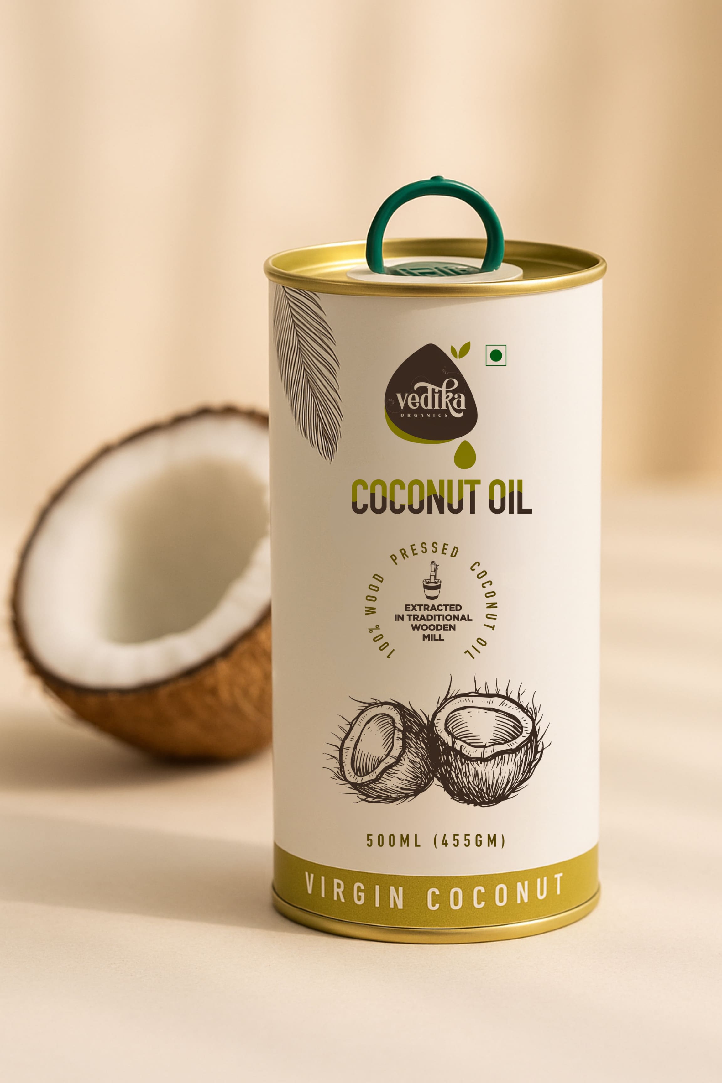 Vedika Organics Extra Virgin Coconut Oil (500_ml) Tin