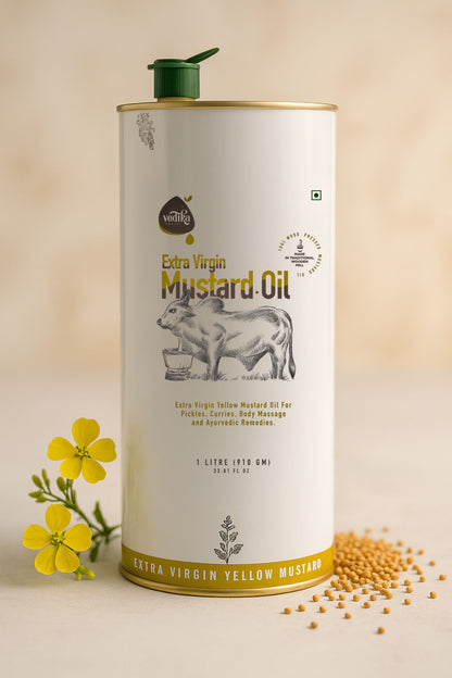 Vedika Organics Extra Virgin Yellow Mustard Oil (1 litre) Tin