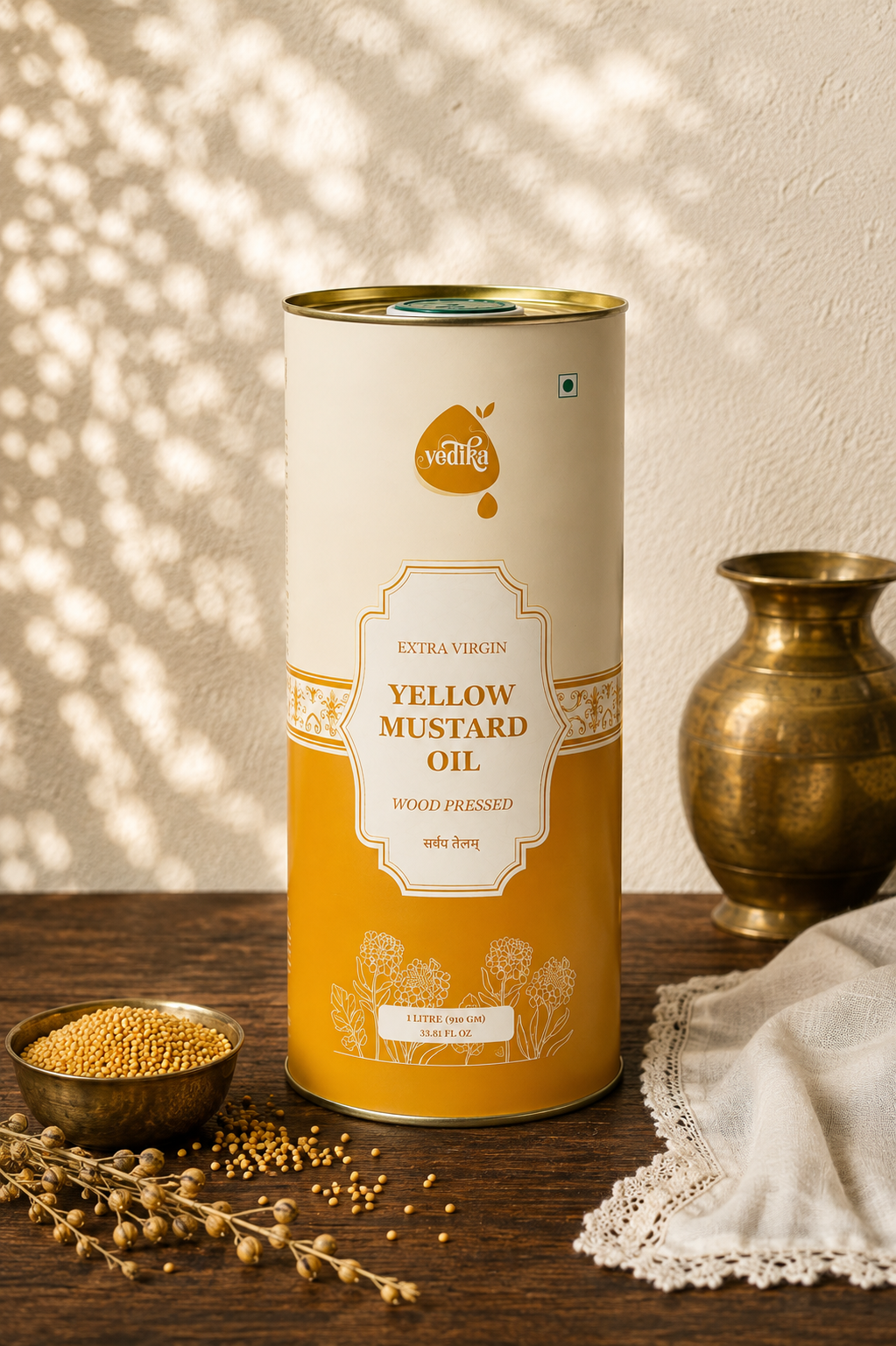 Vedika Organics Extra Virgin Yellow Mustard Oil (1 litre)