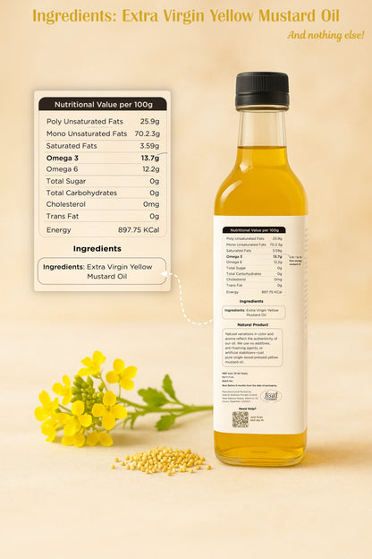 Vedika Organics Extra Virgin Yellow Mustard Oil (1 litre)