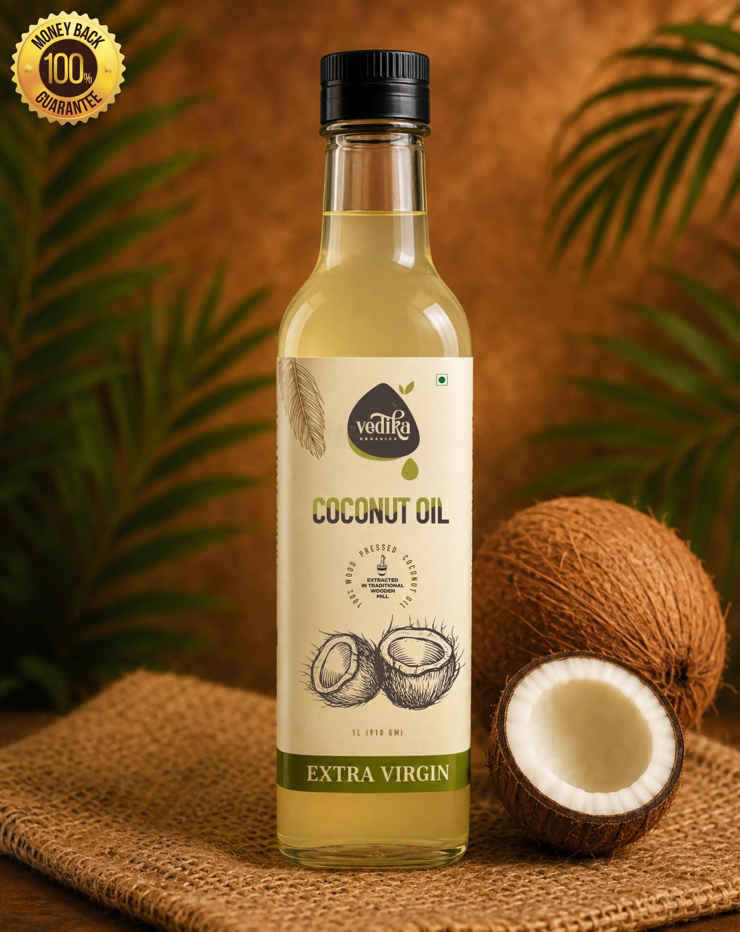 Vedika Organics Extra Virgin Coconut Oil (1 litre)